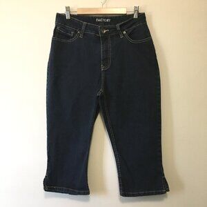 Factory Dark Navy Blue Helen High Rise Denim Capri